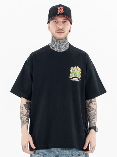 Liber Summer Men's Printed Letter T-shirts