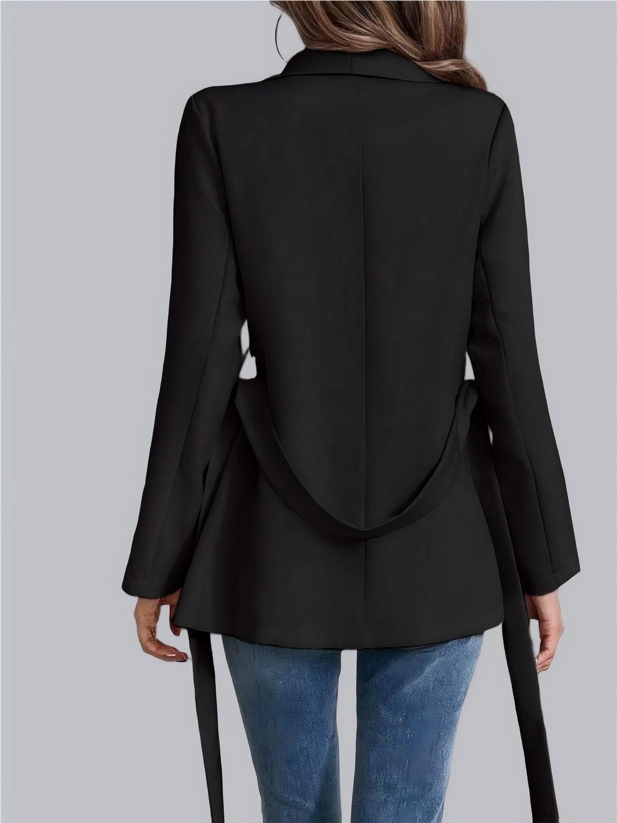 Business-Blazer mit grünen Fruchtkragen, Schnürung und langen Ärmeln