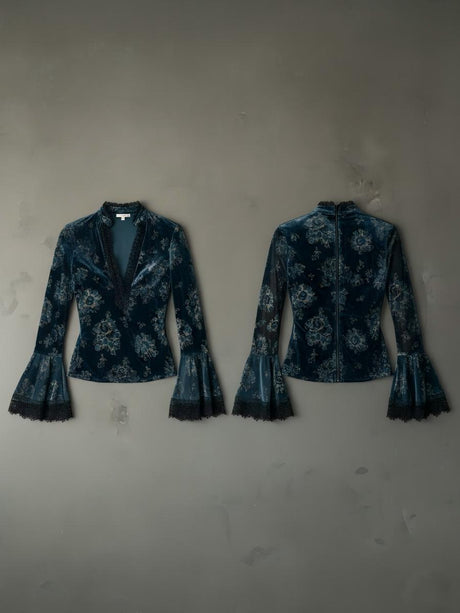 Bohemian Tie-dye Print Long-sleeved Velvet Shirt