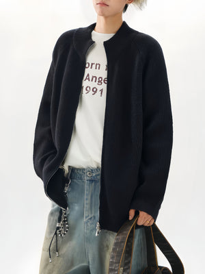 Minimalist Style Leisure Loose Stand Collar Cardigans