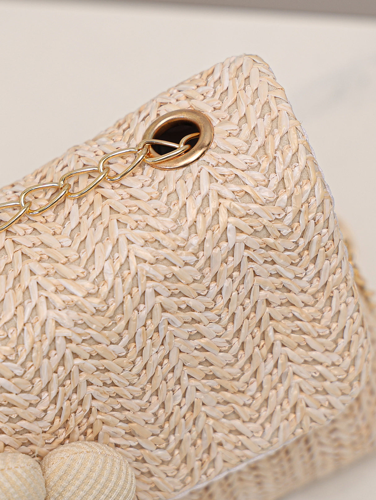 Solid Color Vacation Floral Straw Crossbody Bag