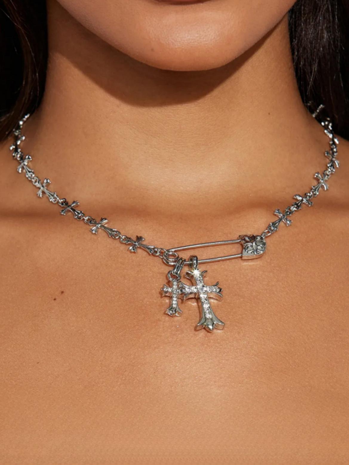 Brooch Cross Necklace