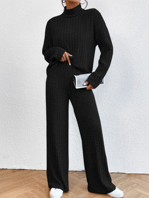 Sweaters Loose Trousers High Collar Two-piece Suit