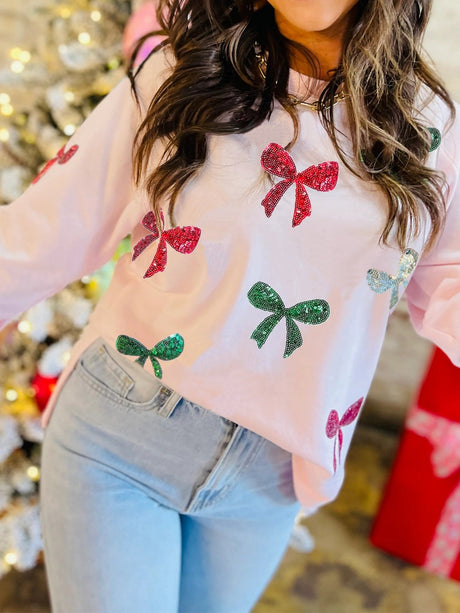 Christmas Bow Sequins And Glitter Sweatshirts&Hoodies