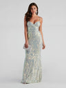 V-Neck  Sequins Maxi Dresses
