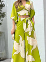 Floral Print Resort-style High-waisted Two-piece Set