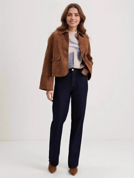 Liber Women's autumn button short clothing Patchwork jacket
