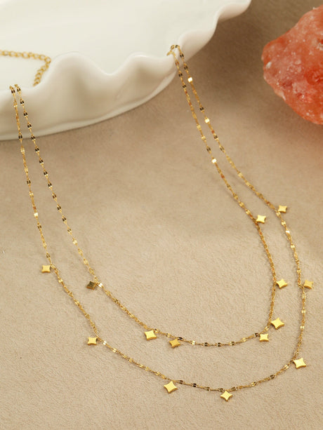 Double Geometric Pendant Chain Necklace