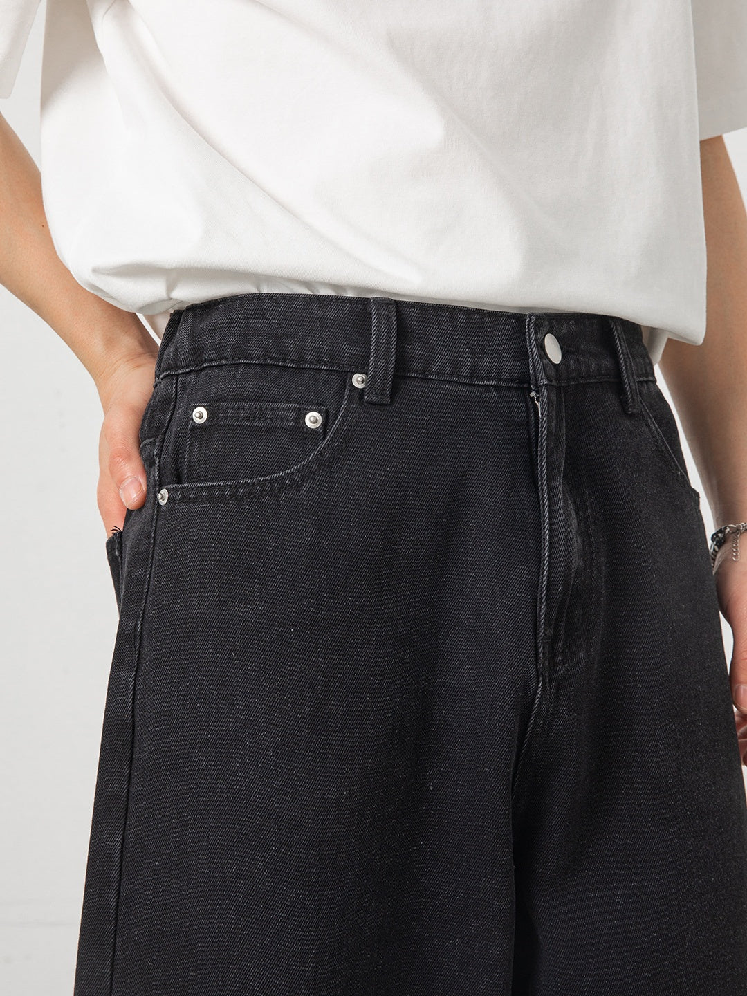 Washed Distressed Black Jeans