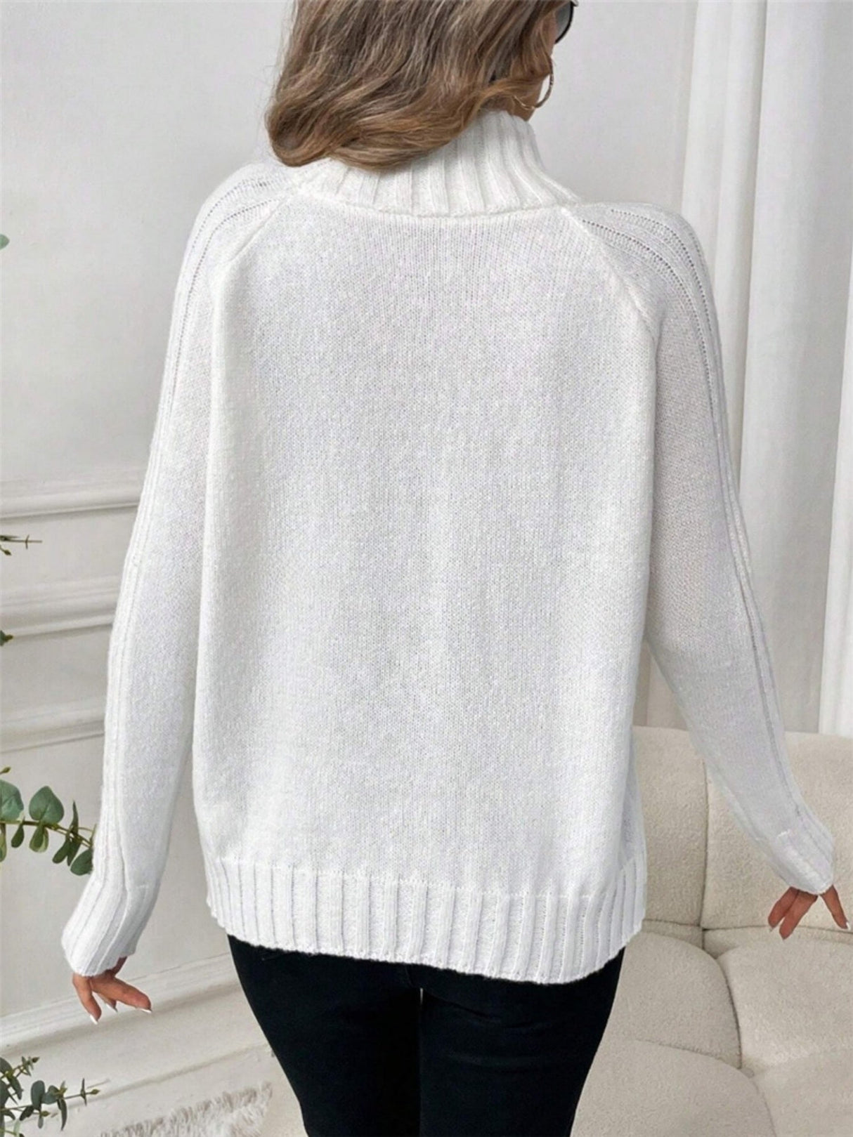 Turtleneck Raglan Long-sleeved Sweater