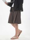 Slight Wrinkles Gathering Straight-fit Five Points Dress Pants Shorts