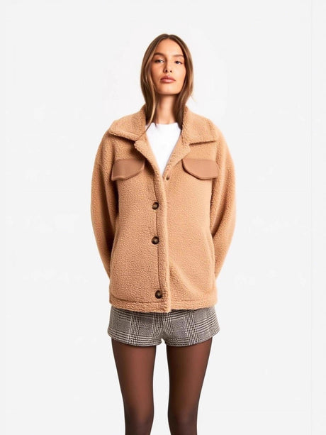 Polar Fleece Cropped Button Jacket