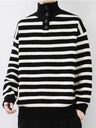 Contrasting Colors Stripes Thickening Red Turtleneck Sweater