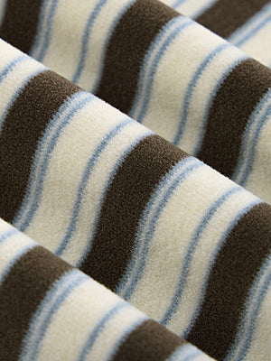 Contrasting Colors Stripes Splicing Long Sleeve Crew Neck T-shirt