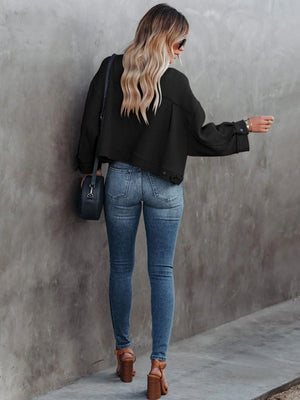 Liber Autumn Women's Buttons, Pocket Solid Color Short Jackets