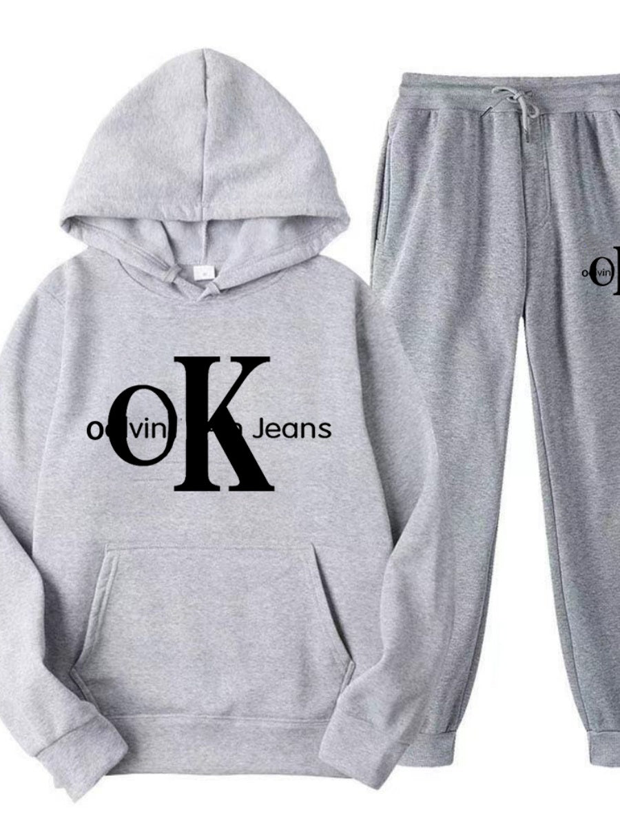 Sports Printed Hoodies Sweatpants 2-piece Sets