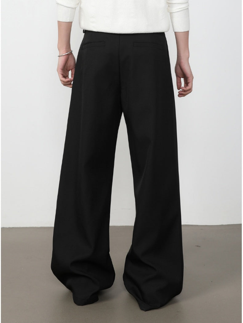 Stereo Double Pleat A-shape Loose-fit Dress Pants Pants