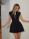 Crew Neck Pocket Waist Mini&Short Dresses