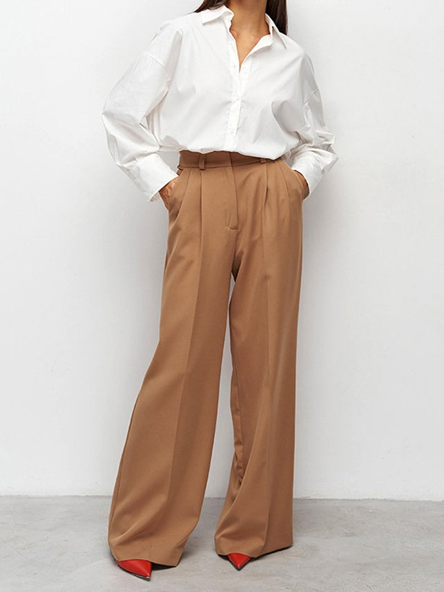 Casual, Slimming, High-waisted, Floor-length Suit Pants