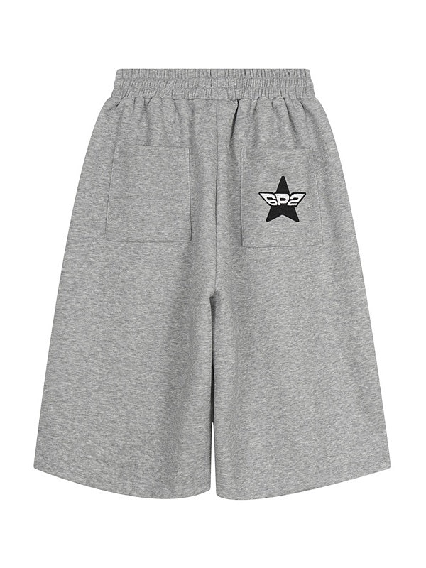 Multiple Pockets Embroidery Work Clothes Wide-leg Shorts