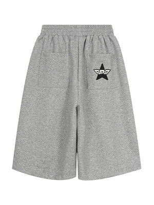 Multiple Pockets Embroidery Work Clothes Wide-leg Shorts