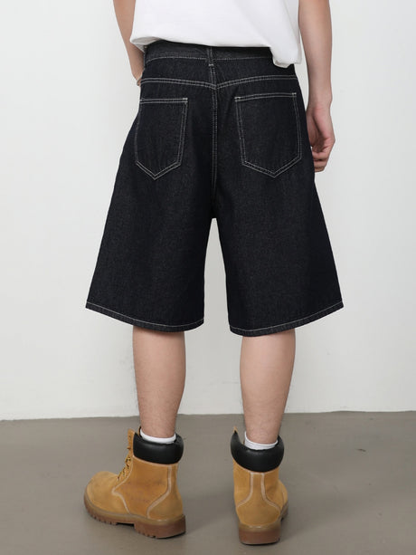 Retro Five Points Loose-fit Leisure Denim Shorts