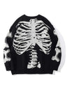 Lazy Style Jacquard Skeleton Knitwear Street Loose Crew Neck Sweaters