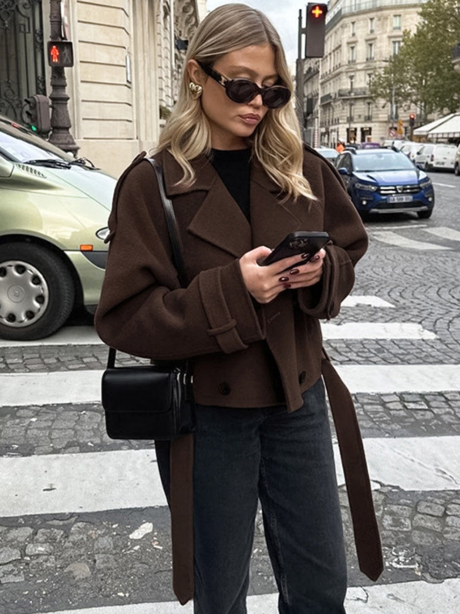 Liber Autumn Women's Woolen cloth Solid Color Jackets