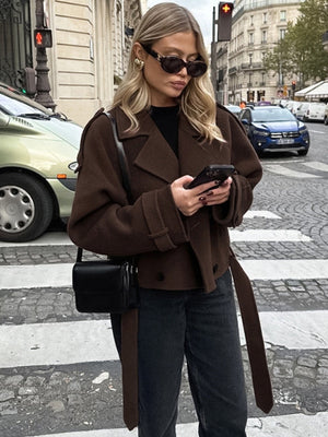 Liber Autumn Women's Woolen cloth Solid Color Jackets