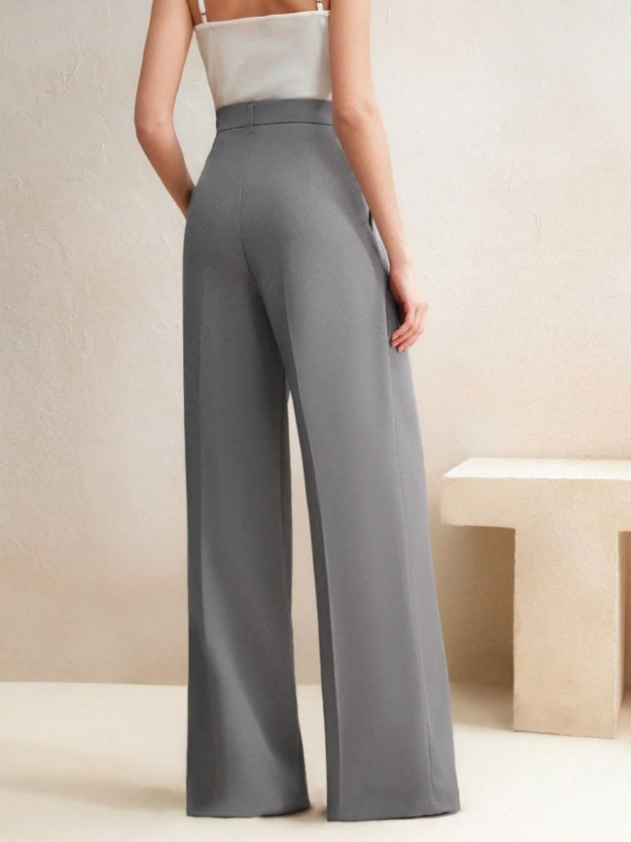 Slimming And Casual Drape Loose High Waist Straight Wide Leg Pants
