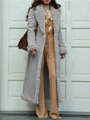 Large Lapel Faux Lambskin Suede Daily Leisure Party Overcoat