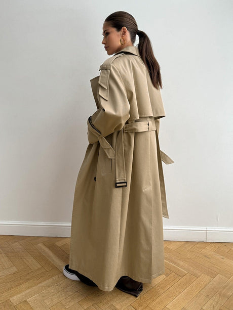 Pure Cotton Retro Loose Belted Trench Coat