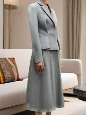 Waist-cinching Suit A-line Long Skirt Temperament 2-piece Sets