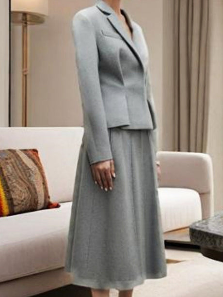 Waist-cinching Suit A-line Long Skirt Temperament 2-piece Sets