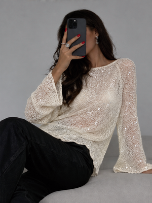 Elegant Sequined Knit Sweater