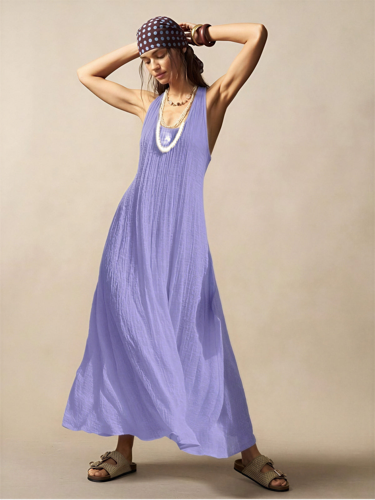 Loose-fitting Long Dress With A Tank Top Beach Vacation Style