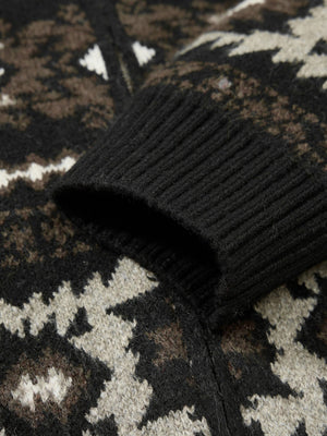 Fair Isle Contrasting Colors Jacquard Preppy Style Knitted Cardigan