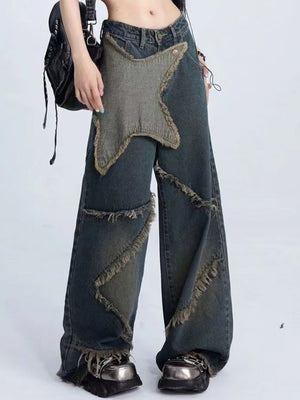 Y2k Star Rough Edges Jeans