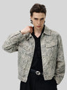 Retro Leopard Short And Wide Silhouette Lapel Denim Jacket