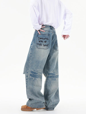 Loose Hole Wear-resistant Washing Old Jeans
