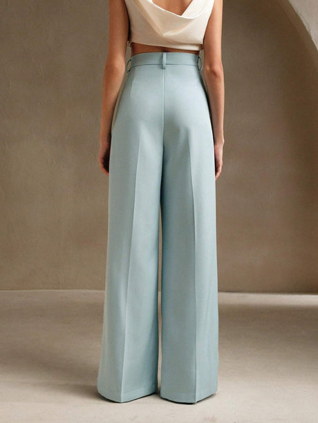 Pleated Wide-leg Pants High Waist Loose Straight Slim Suit Trousers