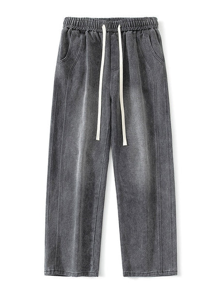 Lateral Bone Splicing All-match Loose Straight Leisure Jeans