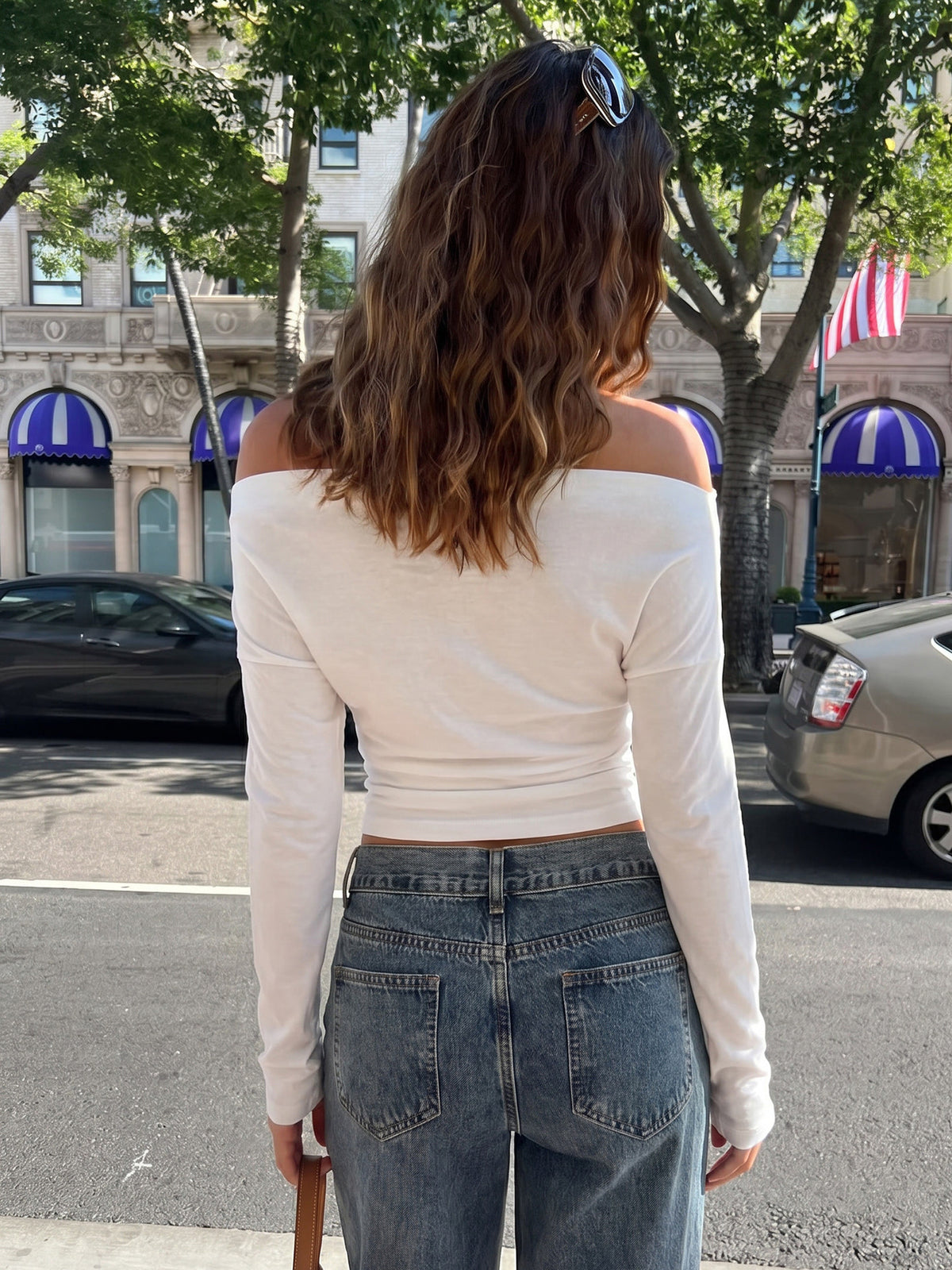Asymmetrical Off-shoulder Solid Color Crop Top