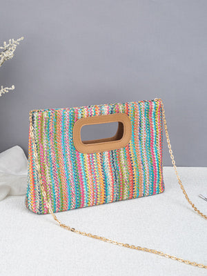 Colorful Straw Tote Bag For Vacation