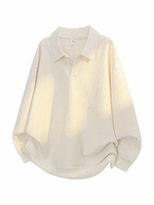 Jacquard All-match Loose Lapel Polo