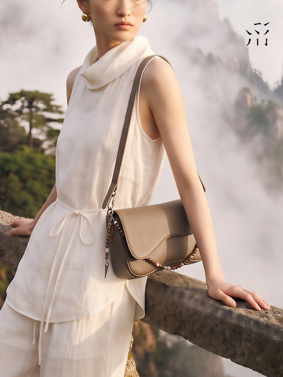 Straightforward Small Saddle Bag, Made Of Vegetable Tanned Top-grain Cowhide, Versatile Summer Shoulder Bag For Women, Underarm Bag.