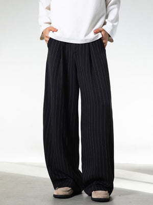 【EXPÉDITION NORMALE】Pantalon habillé à rayures style vieille fortune, coupe ample