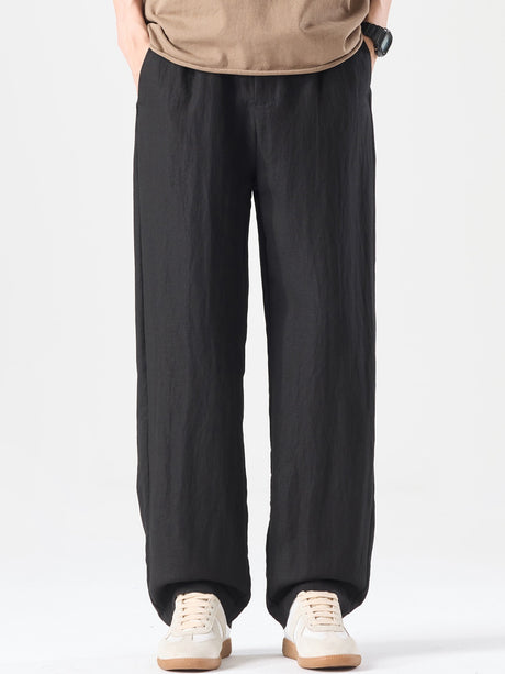 Linen Blend Cooling Sensation Breathable Anti-wrinkle Straight-fit Pants