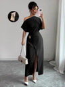 Off-shoulder Slit Commuting Maxi Dresses