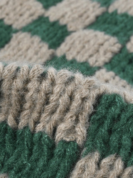 Plaid Large Head Circumference Beanie